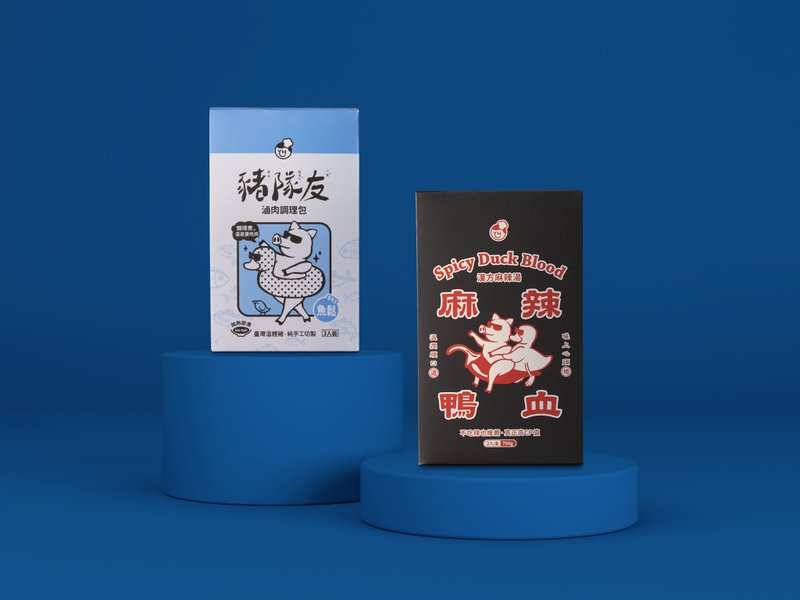 你鸭!松开我的手│【945鱼松】猪队友卤肉+麻辣鸭血│共6盒 - 料理包 - 其他材质 蓝色
