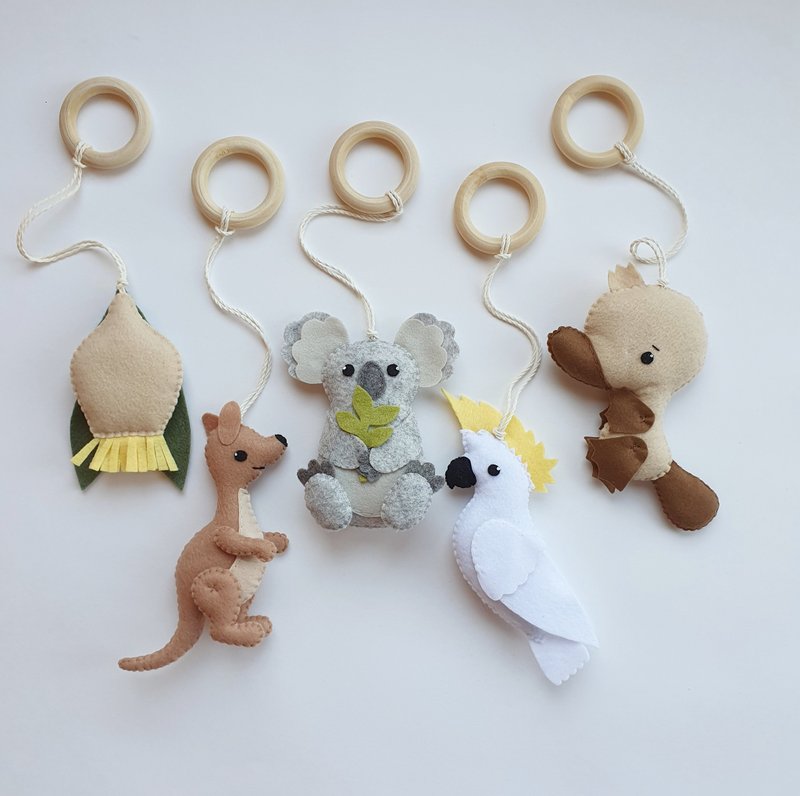 Hanging Baby Gym Toys, Australian Animals, Activity Gym Toy, Aussie baby - 满月礼盒 - 环保材料 