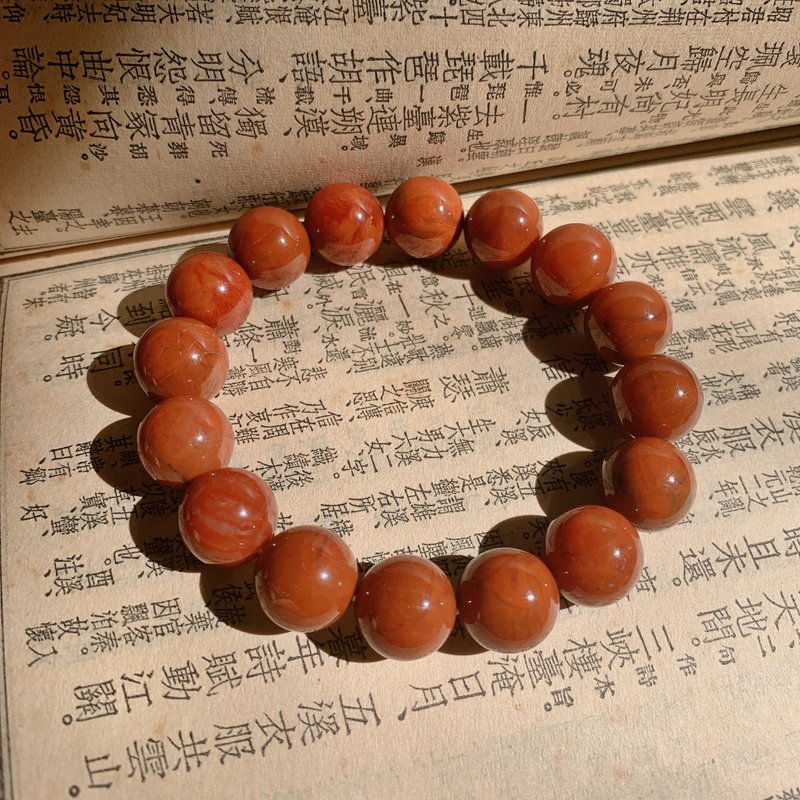 繁花压枝。天然南红玛瑙11mm手链 大颗辟邪祈福平安新年礼物文艺 - 手链/手环 - 半宝石 红色