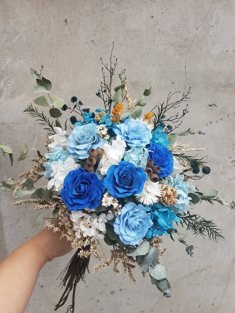 海藏设计│个性。海军蓝干燥捧花/永生花捧花 - 干燥花/捧花 - 植物．花 蓝色