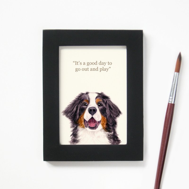 狗狗画像 卧房餐厅挂画 宠物水彩复制画 装饰画 伯恩山犬 - 海报/装饰画/版画 - 纸 多色