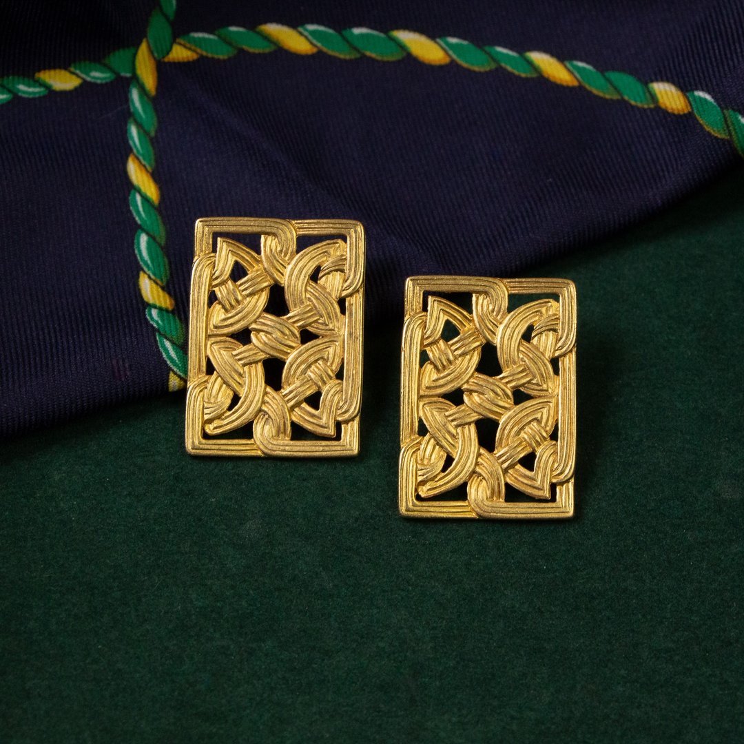 美国Jonette Jewelry品牌古董 Southwestern系列 凯尔特结耳针 - 耳环/耳夹 - 其他金属 金色