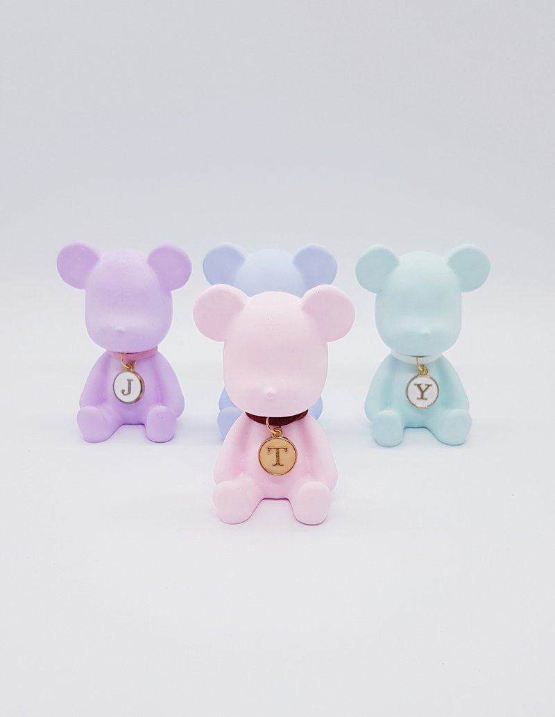 【情人节礼盒】订制款~定制化A~Z英文字母项链小熊扩香石--生日礼 - 香薰/精油/线香 - 其他材质 白色