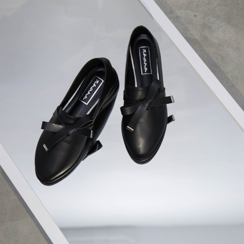 Ribbon Roafers - Black - 女款休闲鞋 - 真皮 黑色