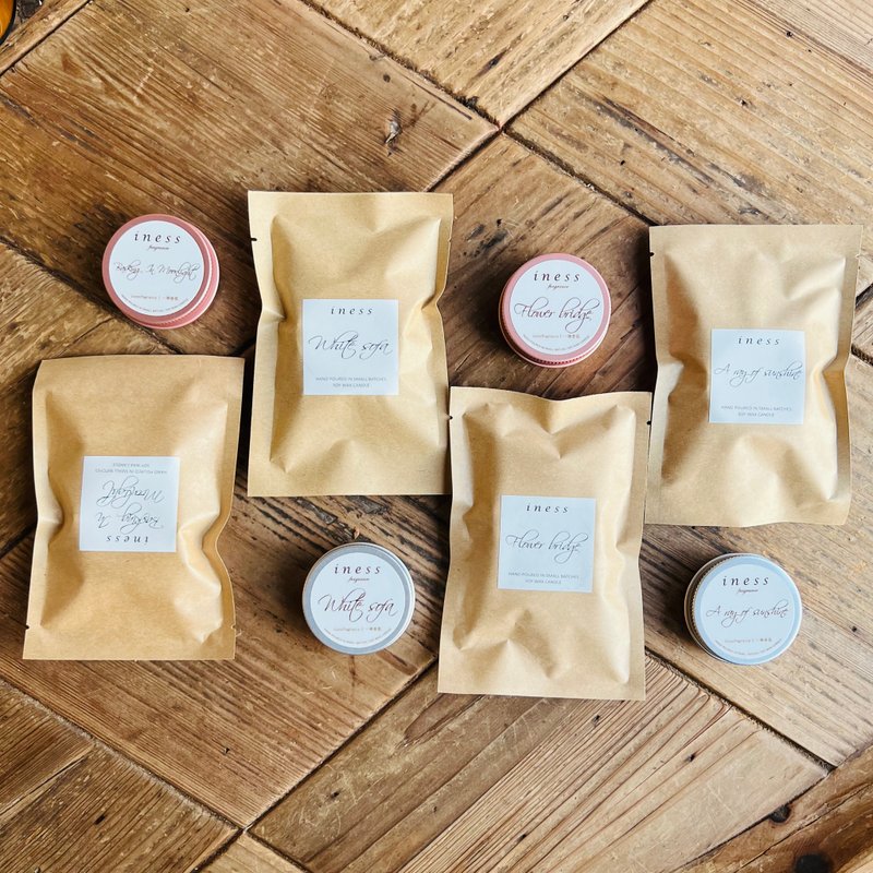 INESS一宁香氛【小蜡烛.婚礼小物】天然大豆香氛蜡烛30g- 5款 - 蜡烛/烛台 - 精油 白色