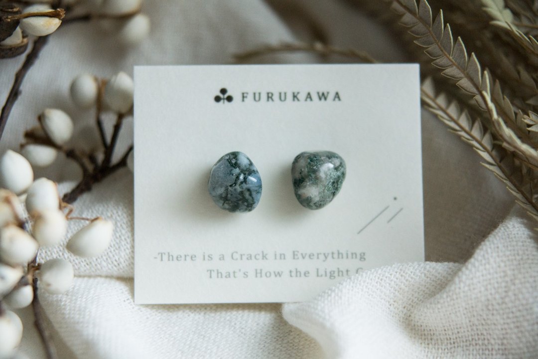 CRACK | 矿物系耳环 |  EARRINGS - 耳环/耳夹 - 玉石 绿色