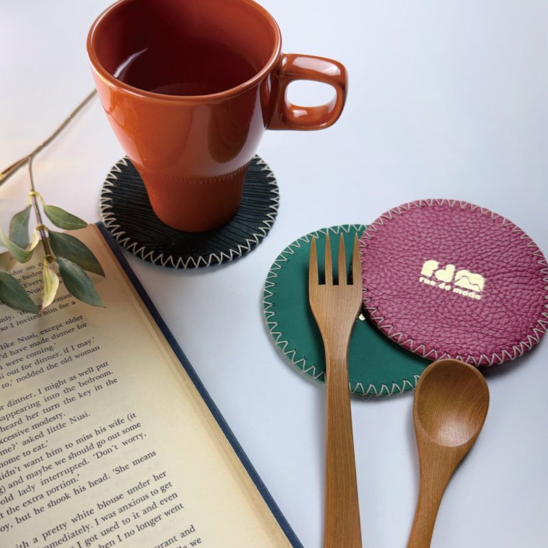 真皮交叉缝杯垫 - 杯垫 - 真皮 多色