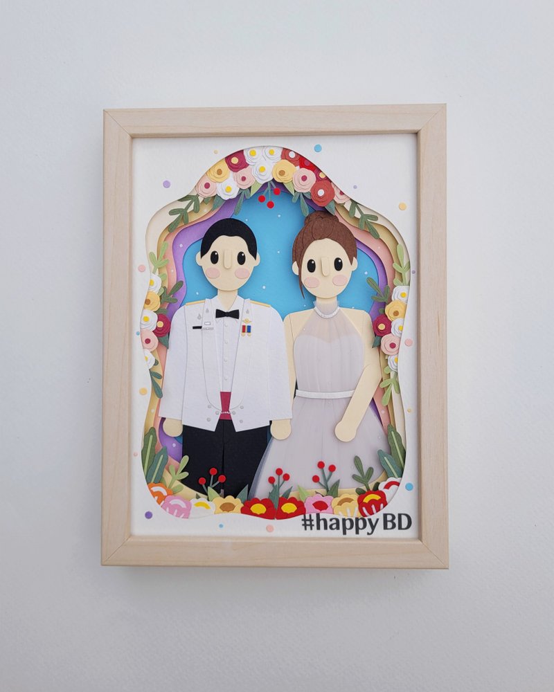Layered custom papercut frame: wedding day theme. - 画框/相框 - 纸 