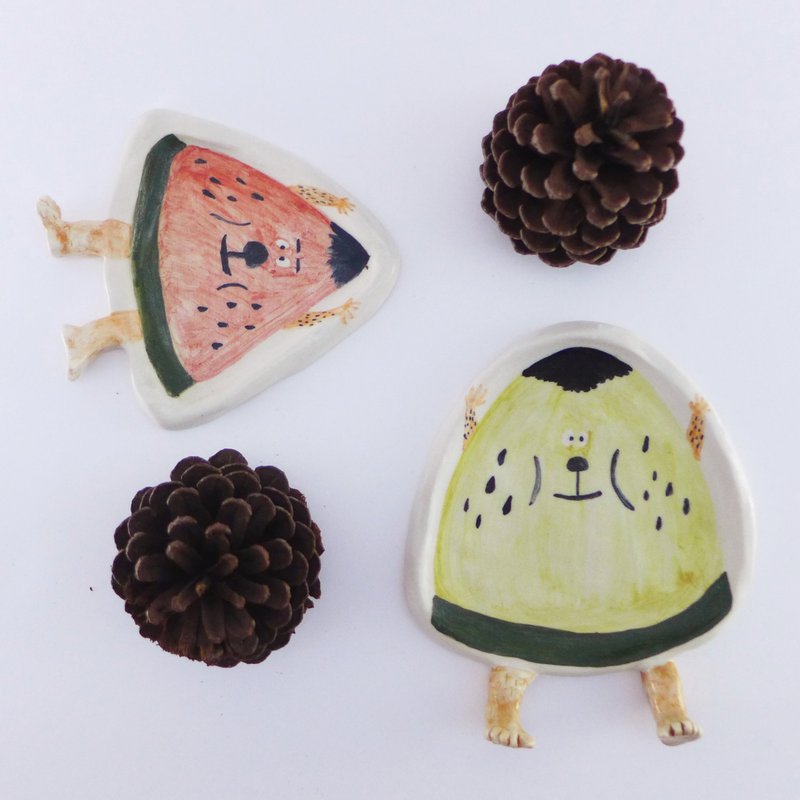 西瓜兄弟- 小陶盘 - 浅碟/小碟子 - 瓷 红色