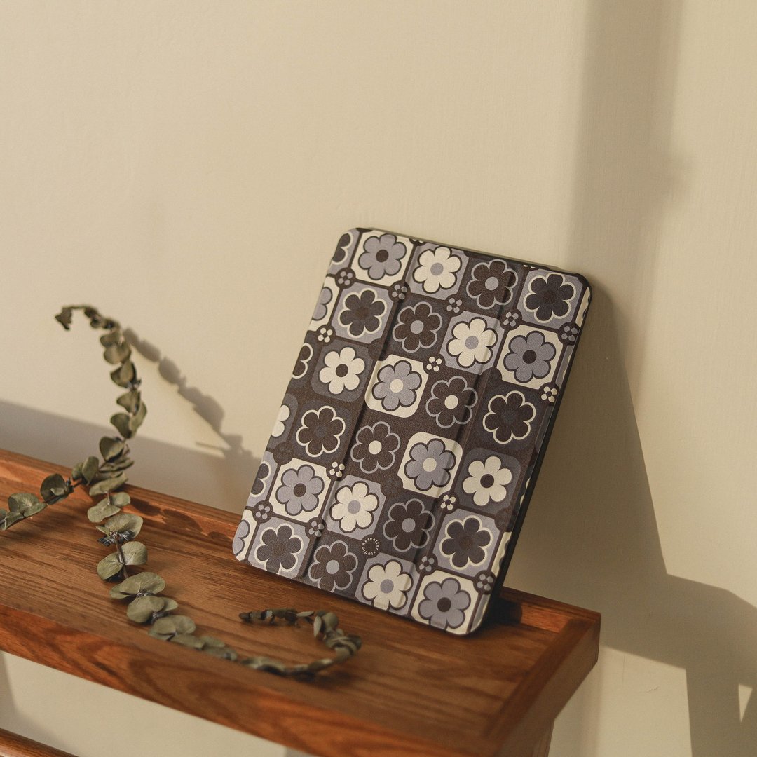 【 iPad Case 】木春菊 - 花见系列 / NIGHT - 平板/电脑保护壳 - 人造皮革 黑色