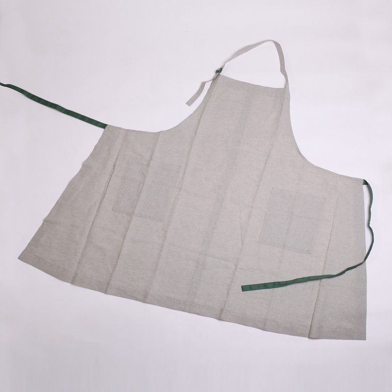 加长版-亚麻时尚工作围裙-卡其 - 围裙 - 棉．麻 卡其色