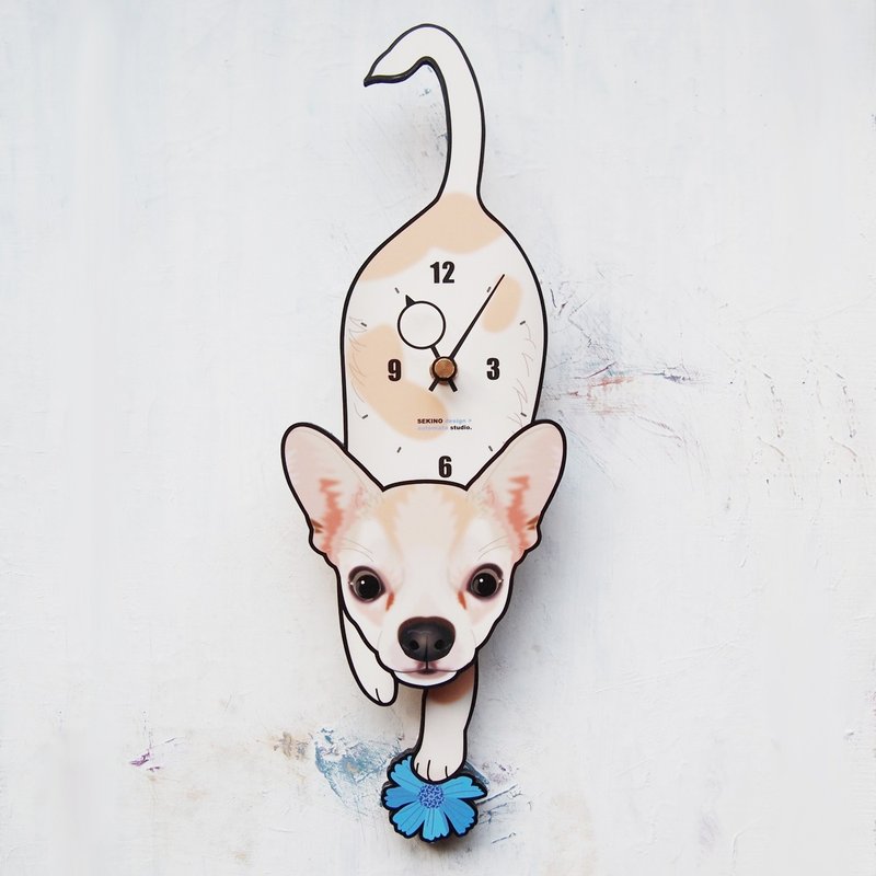 D-85 吉娃娃(白) - 动物造型钟摆钟 - 时钟/闹钟 - 木头 