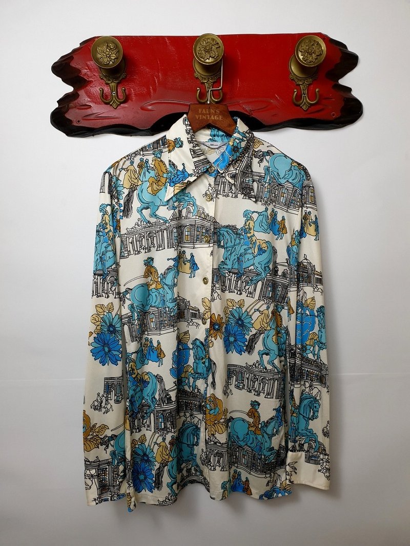 小龟葛葛-中世纪蓝色狂想曲古着衬衫 - 女装衬衫 - 其他人造纤维 