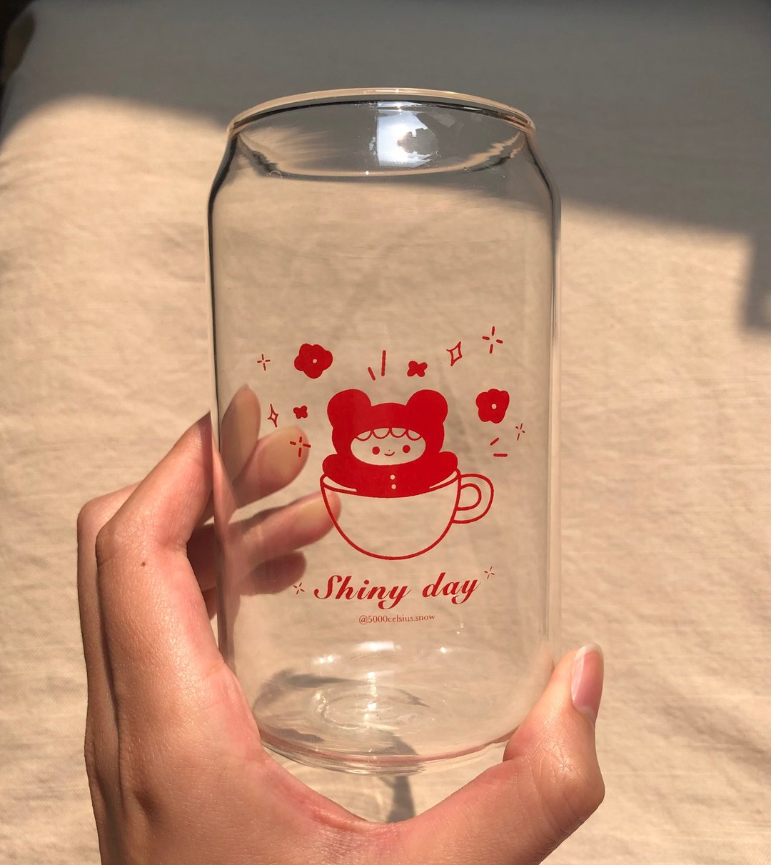 【姜饼熊系列】玻璃杯 麦片杯/ 汽水瓶杯 - 玻璃杯 - 玻璃 红色