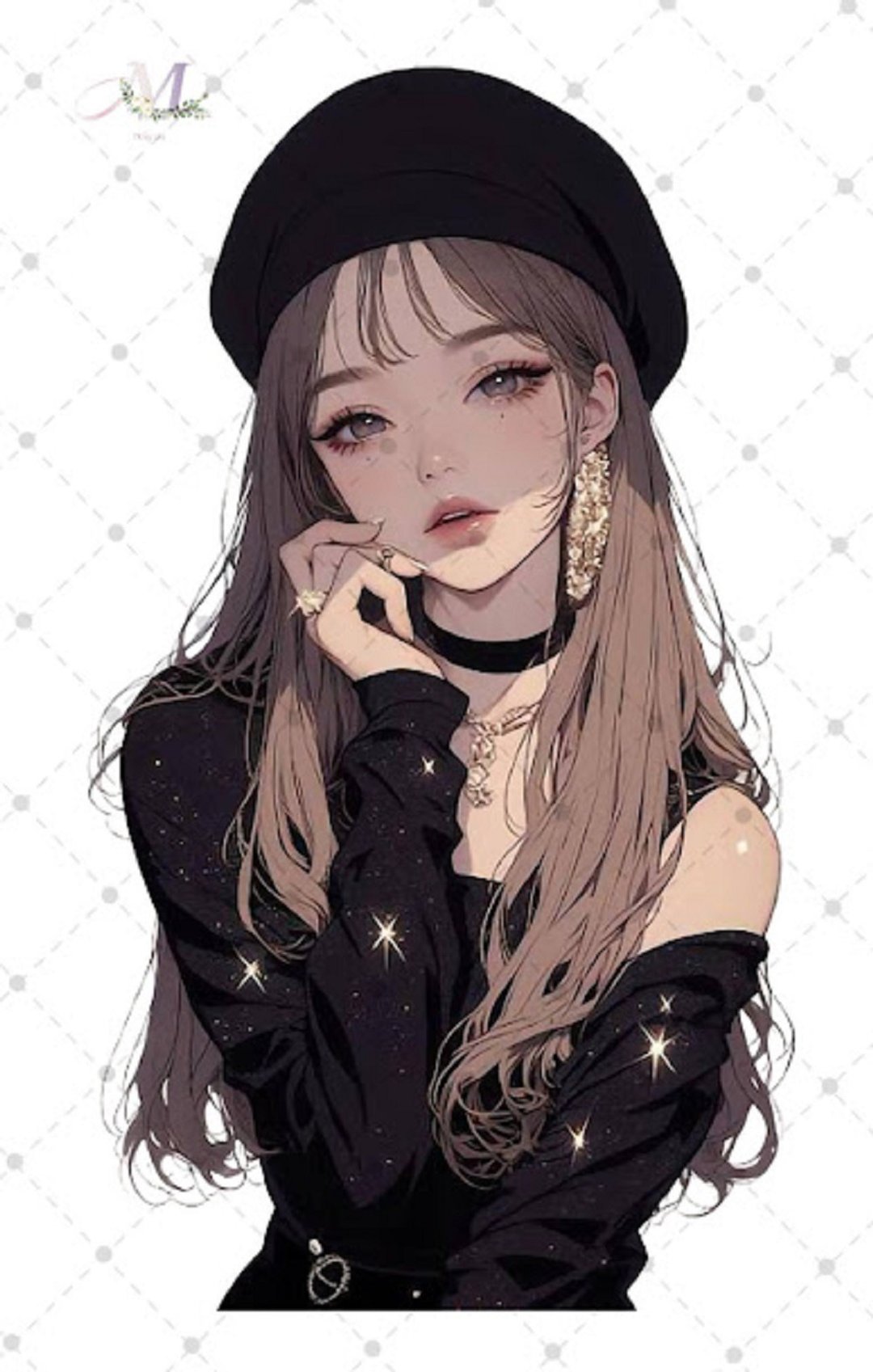 贴纸 original sticker 人物贴纸 原创贴纸 女孩贴纸 装饰贴纸 - 贴纸 - 纸 黑色