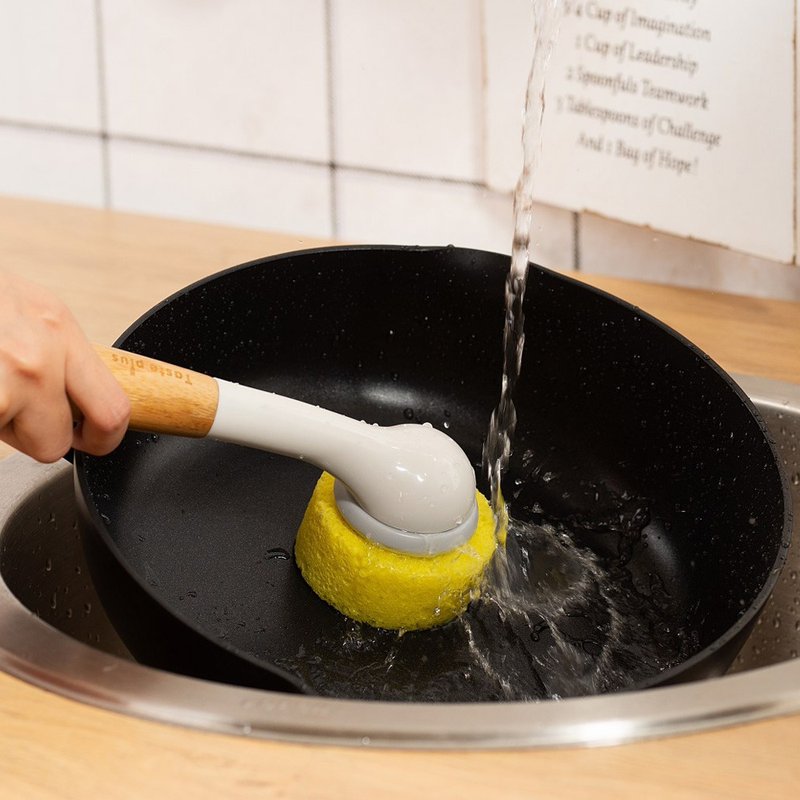 【Taste Plus】悦味创意 厨房两用刷 清洁刷 海绵刷 可替换刷头 - 碗盘清洁 - 其他材质 白色