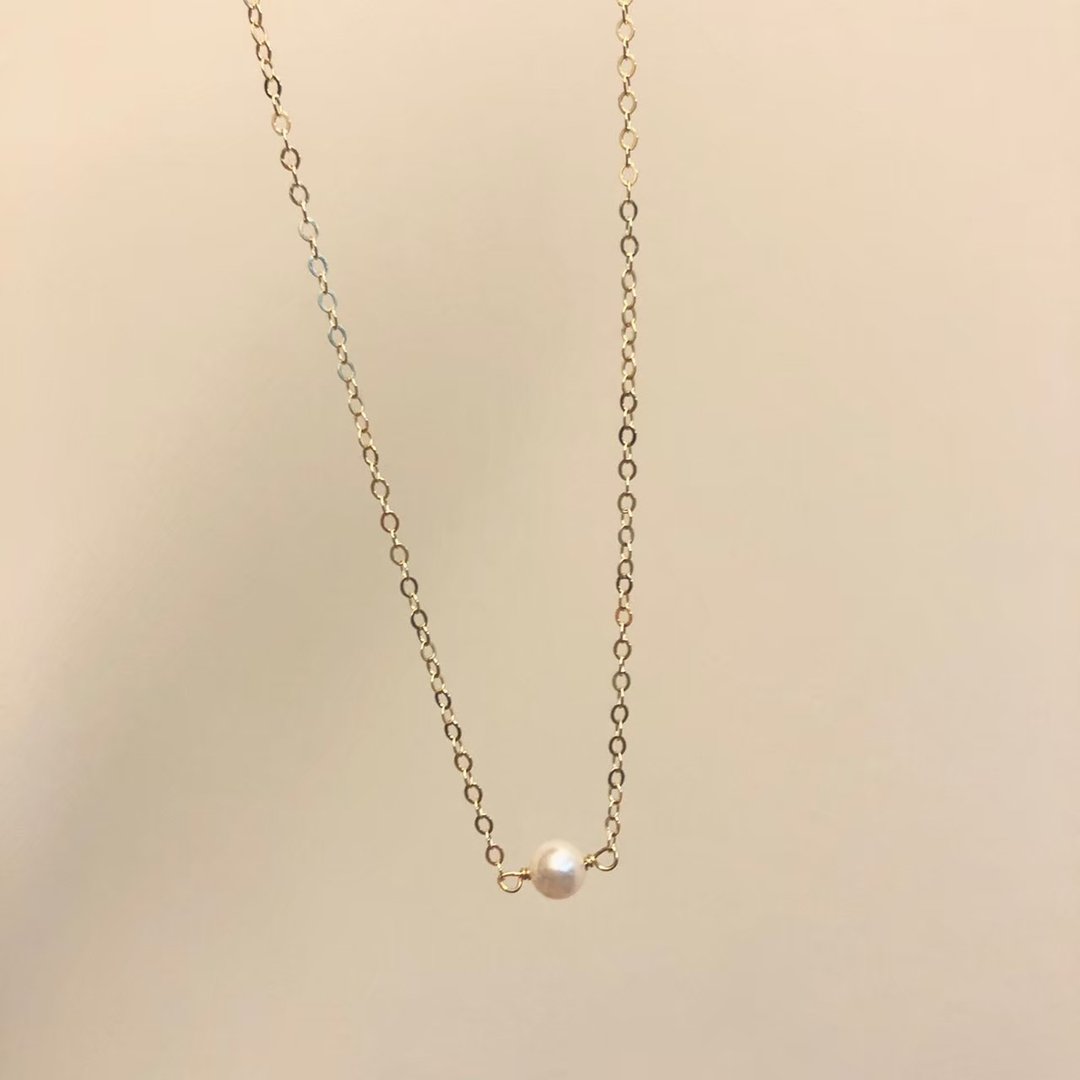 轻珠宝-14KGF　淡水珍珠/法式Freshwater Pearl-调节式珍珠项链 - 项链 - 宝石 