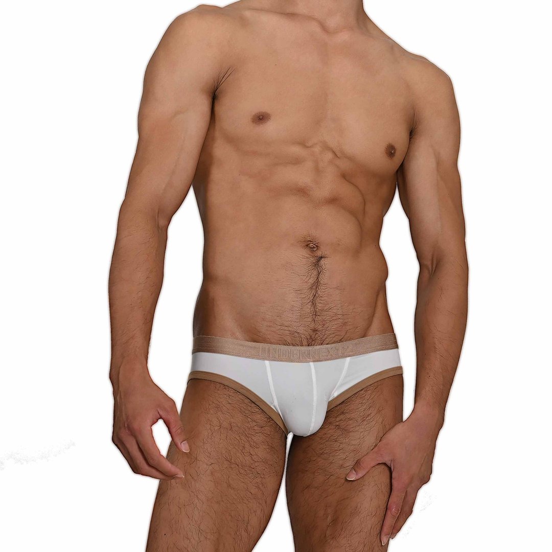(NEW)BF021 '限量商品'素色囊袋三角/白色 - 男士内衣裤 - 尼龙 白色