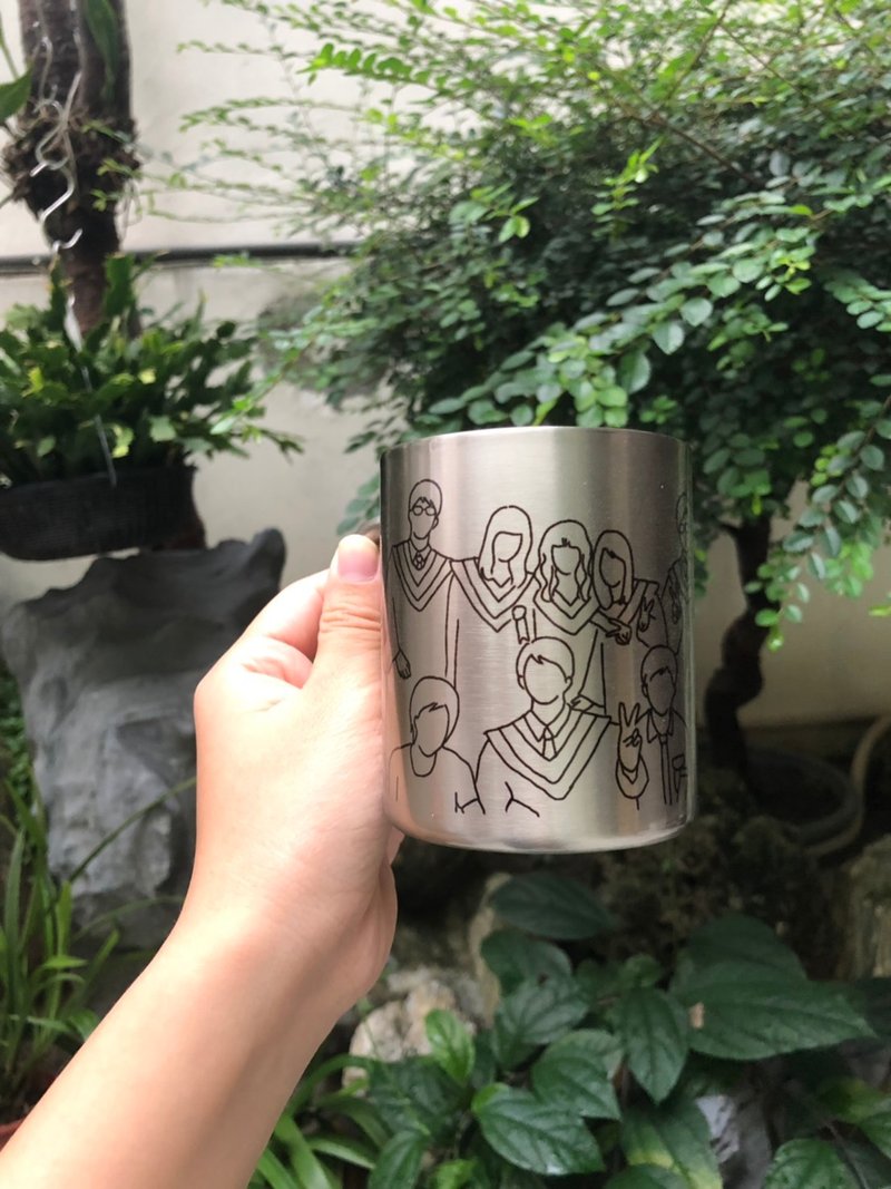 线条毕业纪念露营钢杯 定制化马克杯 手绘订制 毕业礼物推荐 - 其他杯子 - 不锈钢 灰色