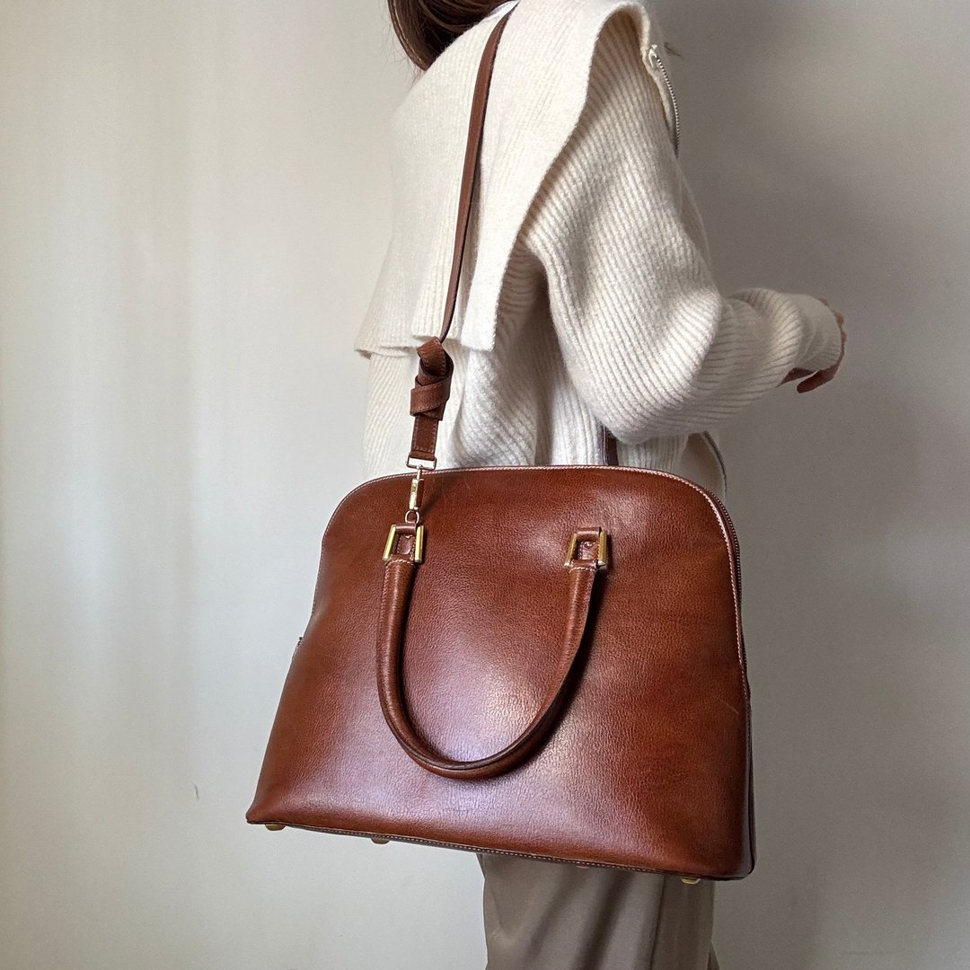Salvatore Ferragamo 两用手提袋 附原装肩带 - 侧背包/斜挎包 - 真皮 咖啡色