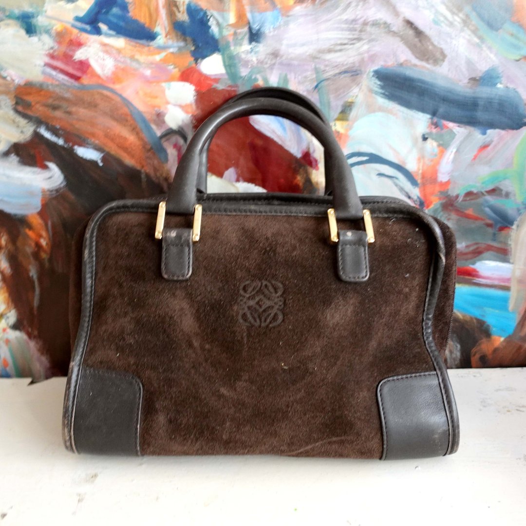 中古LOEWE咖啡色猄皮手提袋手提包 美品高质 意大利二手古着珠宝 - 手提包/手提袋 - 真皮 咖啡色
