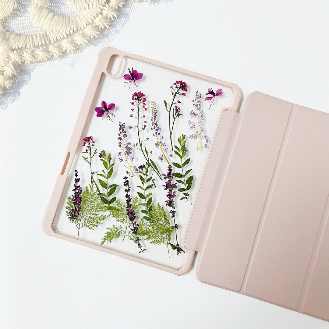 紫红爱恋手作押花iPad壳 iPad Air 11寸 13寸 iPad Pro 11寸 13寸 - 手机壳/手机套 - 植物．花 