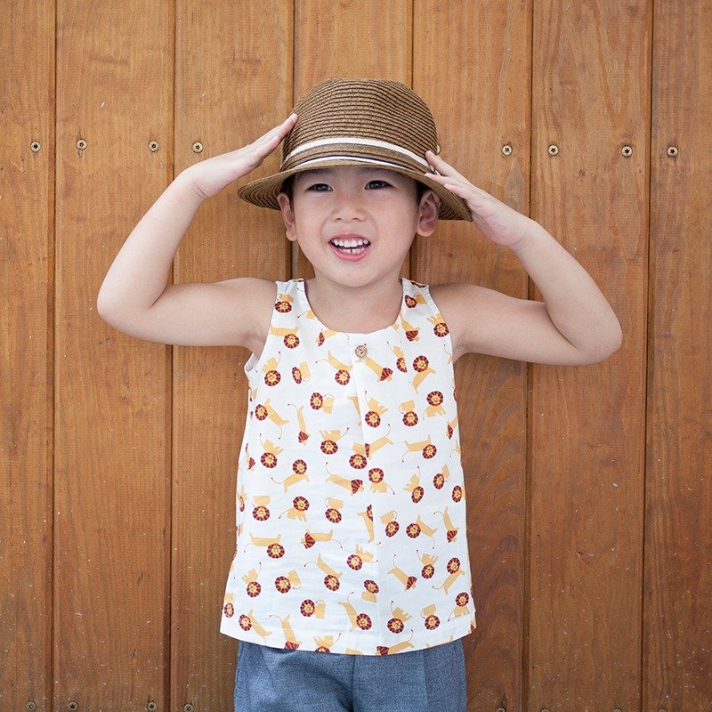 小狮子无袖背心_白色_小孩款 - 其他 - 棉．麻 白色