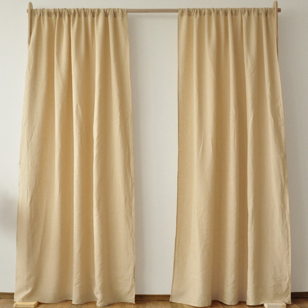Caramel regular and blackout linen curtains / Custom curtains / 2 panels - 门帘/门牌 - 亚麻 卡其色