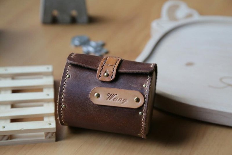 艺创小间 | 疯马皮木头造型圆筒零钱包零钱袋收纳袋 父亲节礼物 - 零钱包 - 真皮 