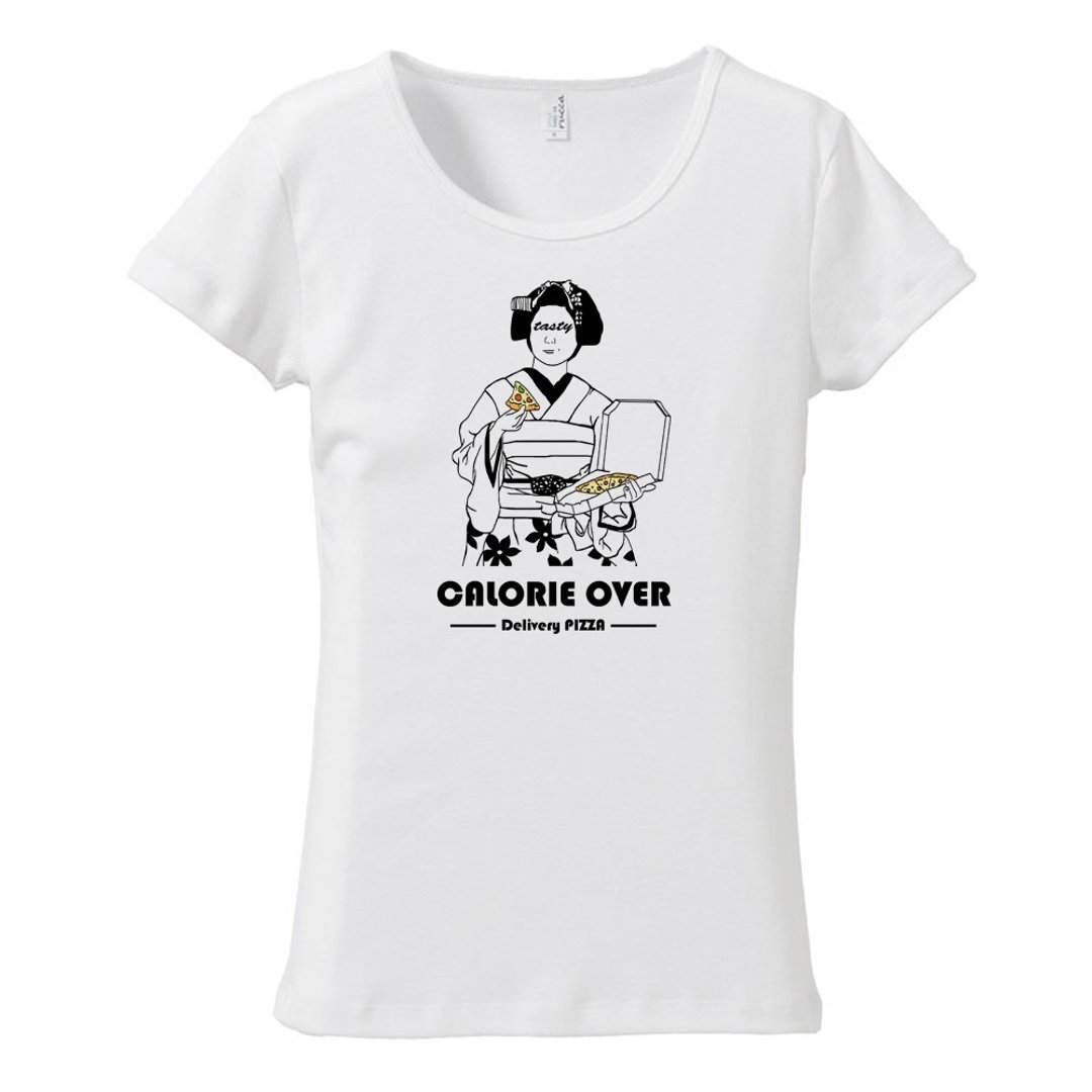 Ladies T-shirt / Delivery pizza - 女装 T 恤 - 棉 白色