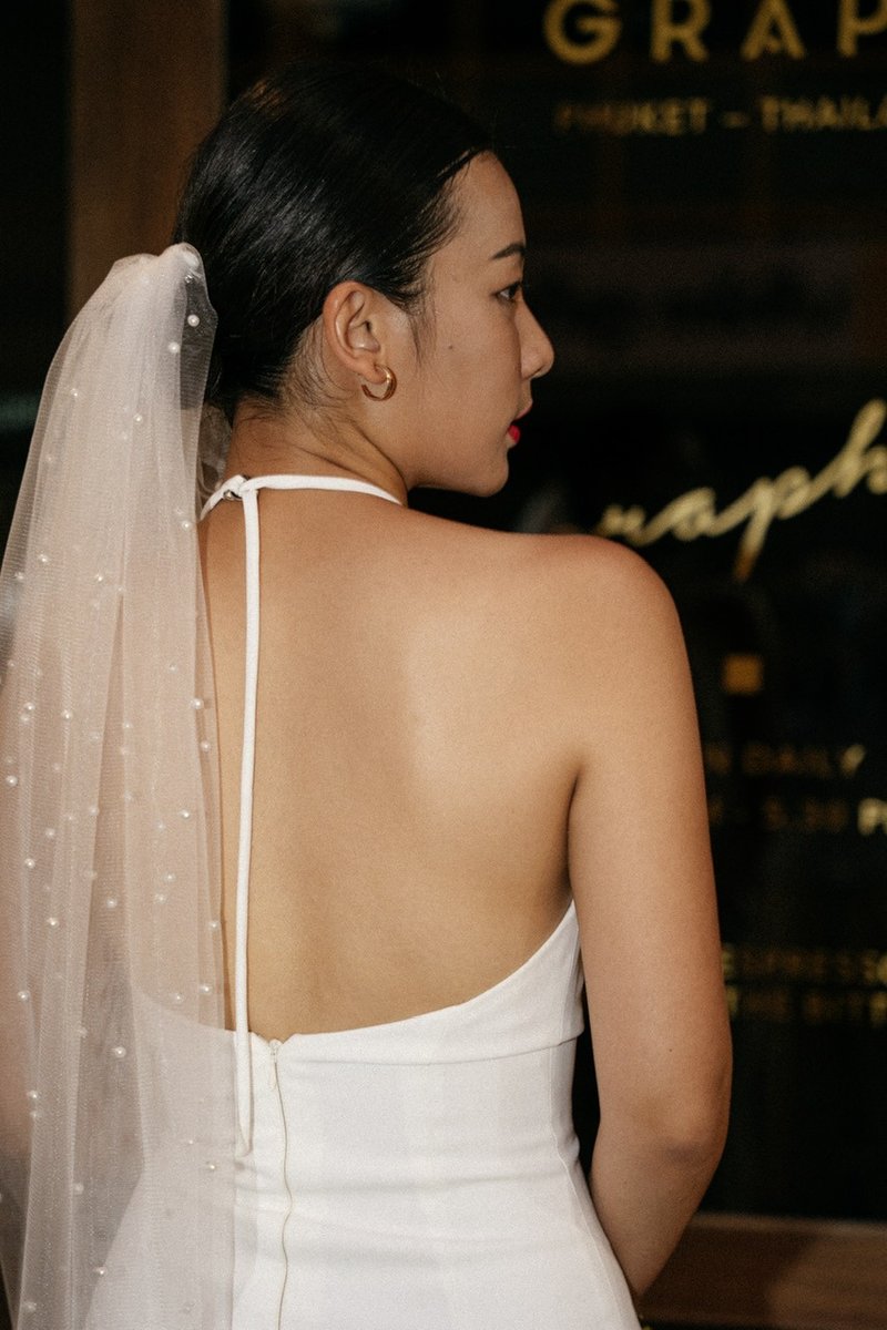 Ariel Pearl Bridal Veil - 发饰 - 其他材质 白色
