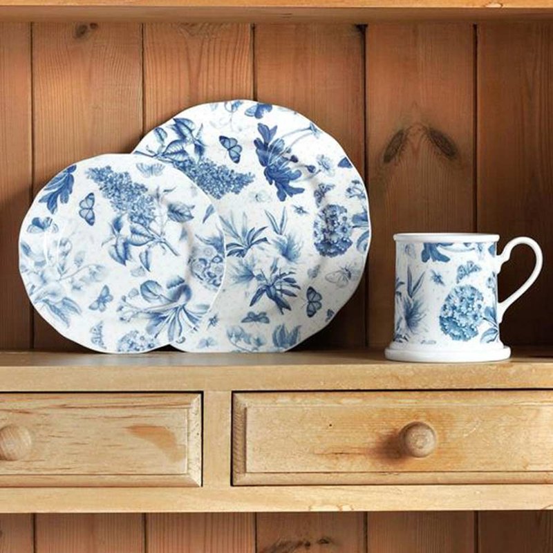 英国Portmeirion Botanic Blue淡雅植物蓝系列-27cm餐盘(10.75寸) - 盘子/餐盘/盘架 - 瓷 蓝色