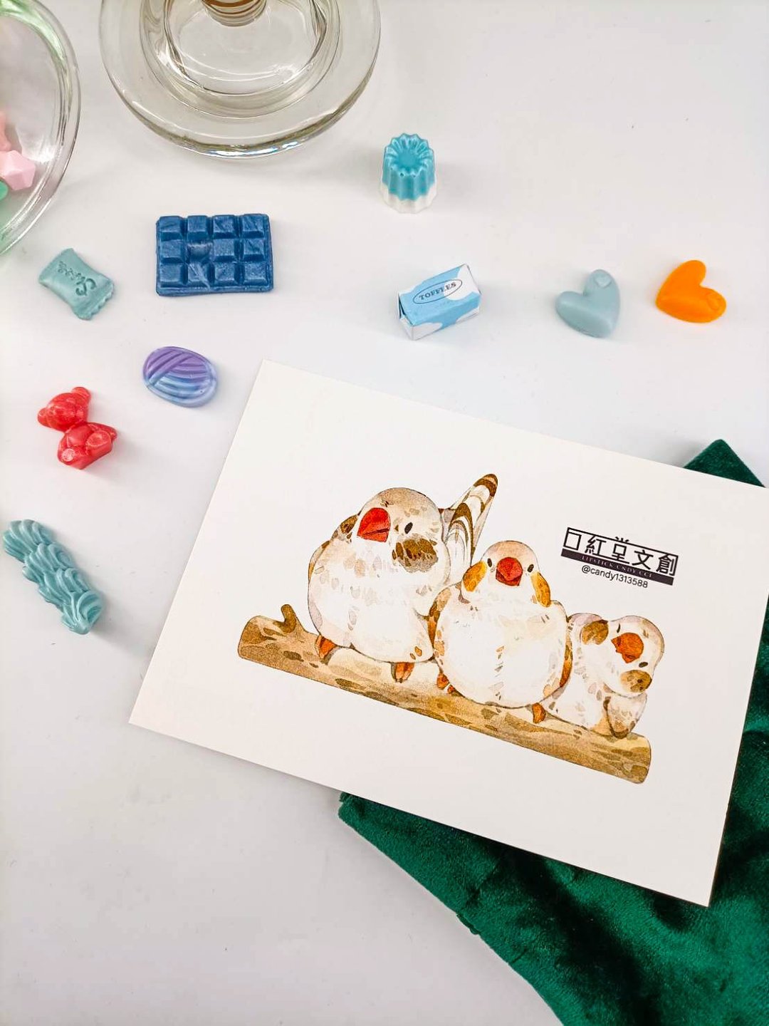 KR474_口紅堂明信片_文鳥5_candy1313588 postcard - 卡片/明信片 - 纸 多色