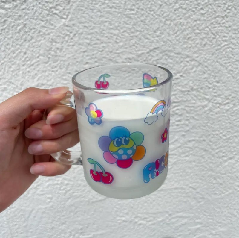 透明玻璃马克杯 彩色插画 9cm 笔筒 - 咖啡杯/马克杯 - 玻璃 透明