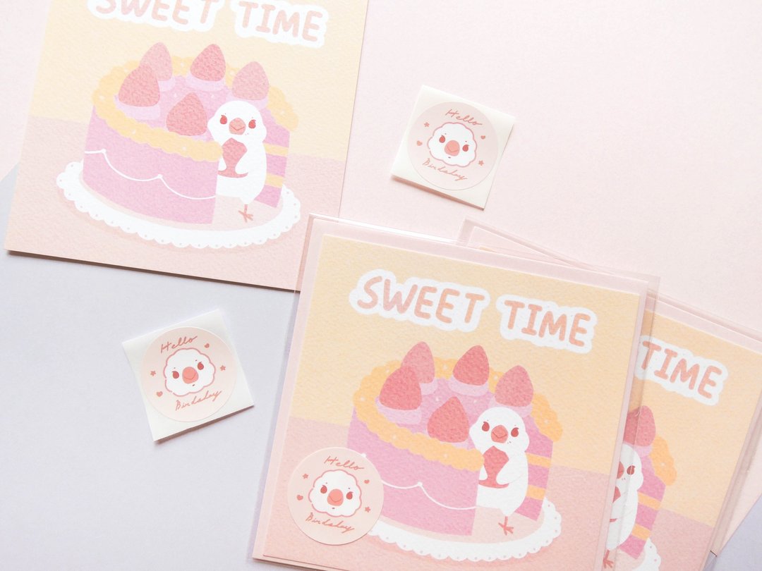 SWEET TIME 文鸟甜蜜蜜 /卡片 - 卡片/明信片 - 纸 橘色
