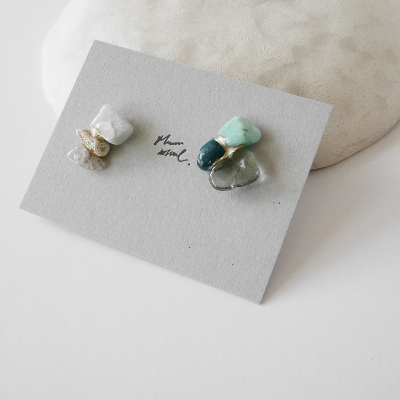 金继 耳环 ピアス / イヤリング | 海系列 no.39 - 耳环/耳夹 - 半宝石 透明