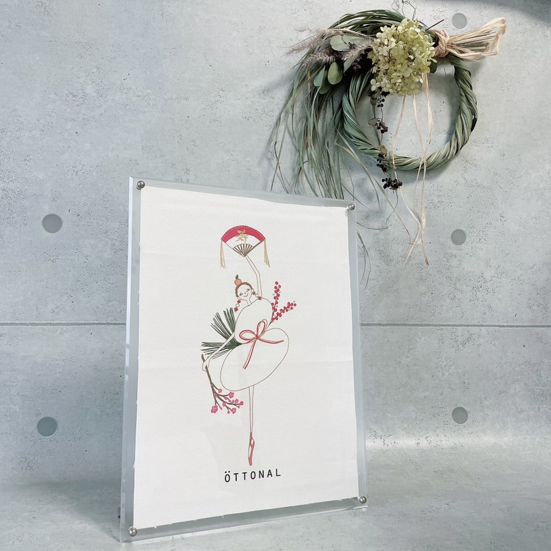 New Year Mochi Ballerina Fabric Poster - 海报/装饰画/版画 - 棉．麻 白色