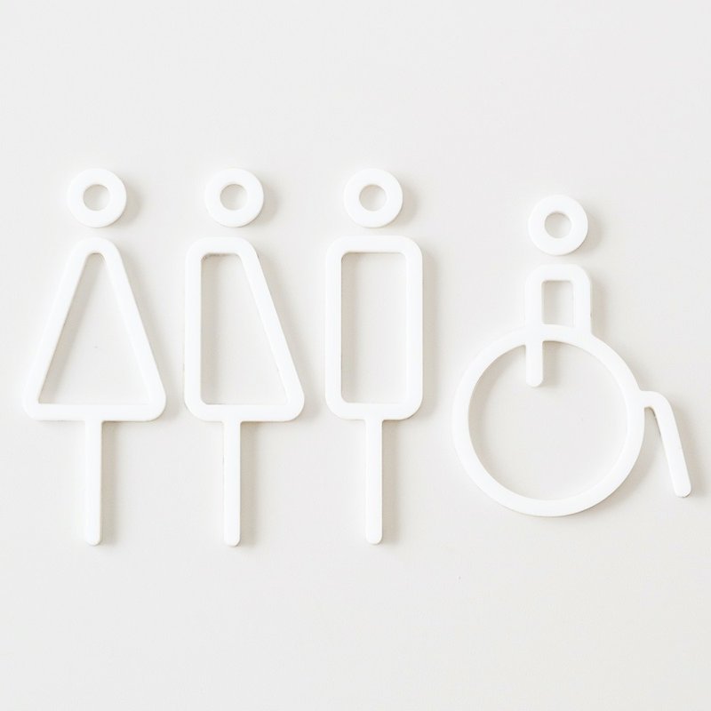 MOHEIM RESTROOM SIGN 男女标示四入 白 - 其他 - 塑料 白色