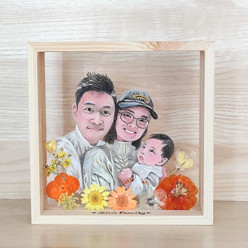 【定制】人像押花透明胶片相框|纪念 母亲节礼物 干花 似颜绘 - 画框/相框 - 塑料 