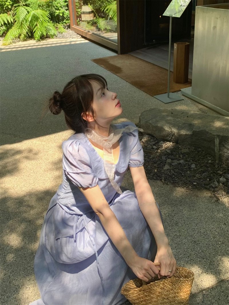 洋服衬衫半身裙套装 娃娃领泡泡袖 显白古着vintage 收腰显瘦显白 - 女装衬衫 - 其他材质 