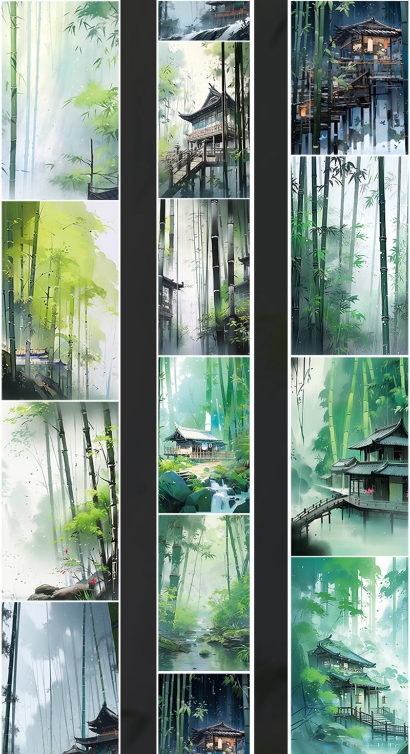 竹烟波月 PET 纸胶带 - 纸胶带 - 其他材质 多色