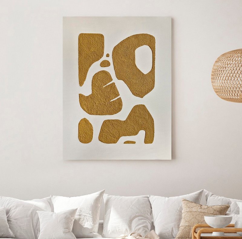 纹理墙面艺术 | 棕褐色纹理艺术 | 棕褐色纹理绘画 | 铜色海湾 6 - 墙贴/壁贴 - 棉．麻 绿色