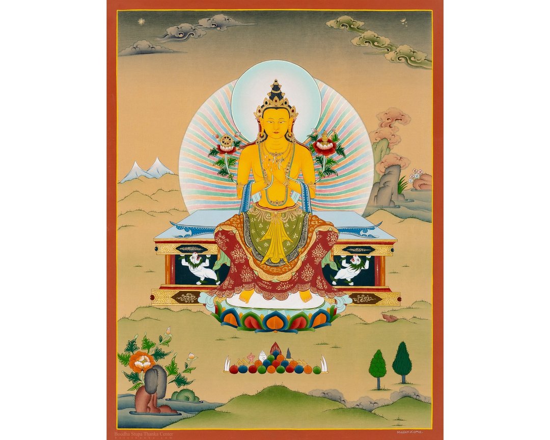 优雅的弥勒佛唐卡 | 西藏艺术  为慈悲与精神希望带来祝福 - 墙贴/壁贴 - 其他材质 多色
