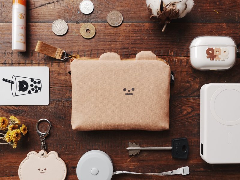 Furry Zoo 造型零钱包 轻量防水布 Shadow熊 - 皮夹/钱包 - 聚酯纤维 咖啡色