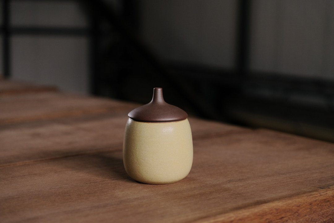 茶仓 l 奶油釉 栗子 茶叶罐 盖罐 - 茶具/茶杯 - 陶 黄色