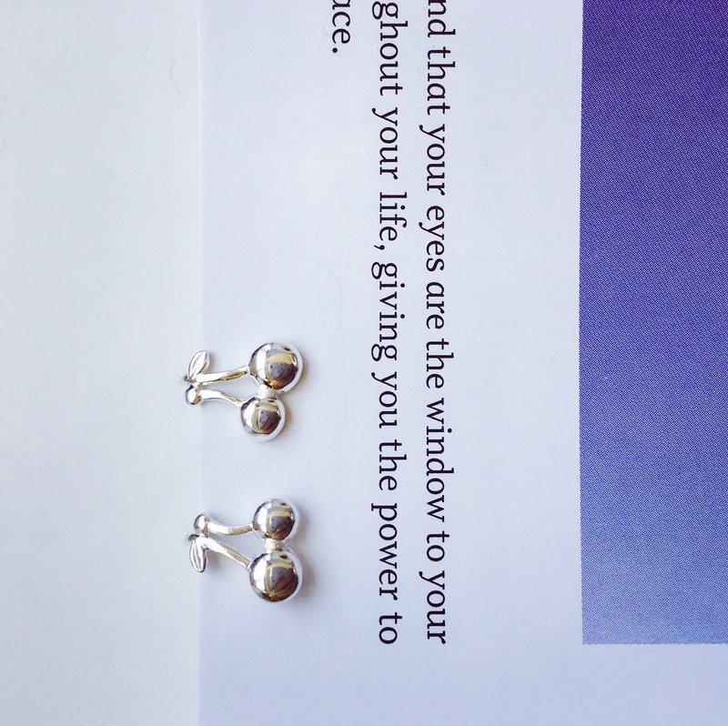 925纯银  甜美可口【  樱桃耳环 】 - 耳环/耳夹 - 纯银 紫色