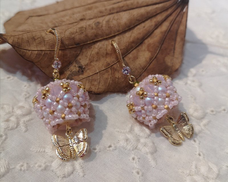 【原创饰品】串珠-皇冠蝴蝶耳环 - 耳环/耳夹 - 其他材质 多色