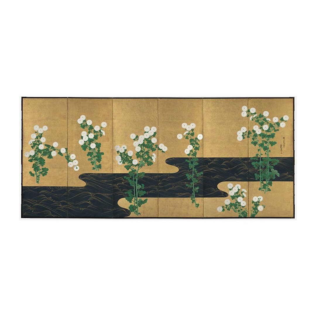 【日本琳派 / 艺术挂画】 尾形光琳  | 菊絵流水屏风 右 - 海报/装饰画/版画 - 纸 