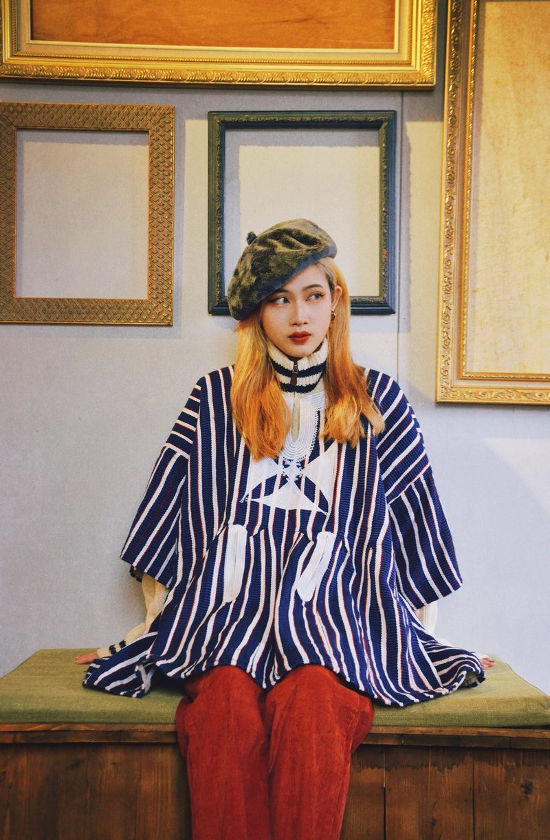 • 爱头牌 •Vintage Pattern Crazy Smock 危地马拉刺绣条纹罩衫 - 女装上衣 - 棉．麻 蓝色