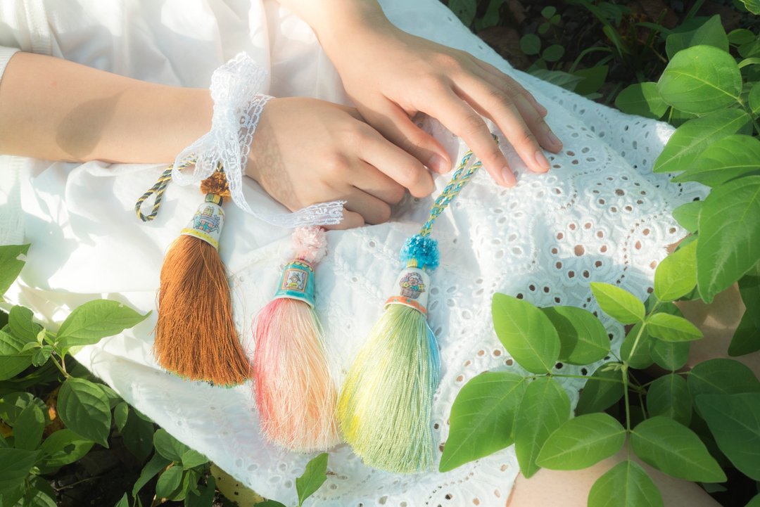 Kutani ware thimble tassel Thimble Number56-60tassel Only one you like - 钥匙链/钥匙包 - 瓷 粉红色